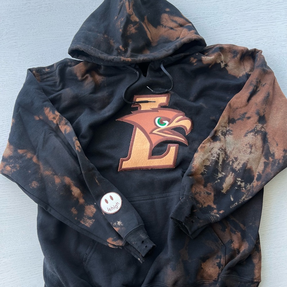 Lehigh University One of a Kind Black and Brown sweatshirt with patchwork
